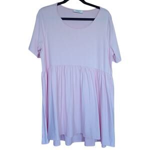 Zenana Petal Pink Peplum Blouse Tunic Baby Doll Stretchy Soft Fabric Women's 1X